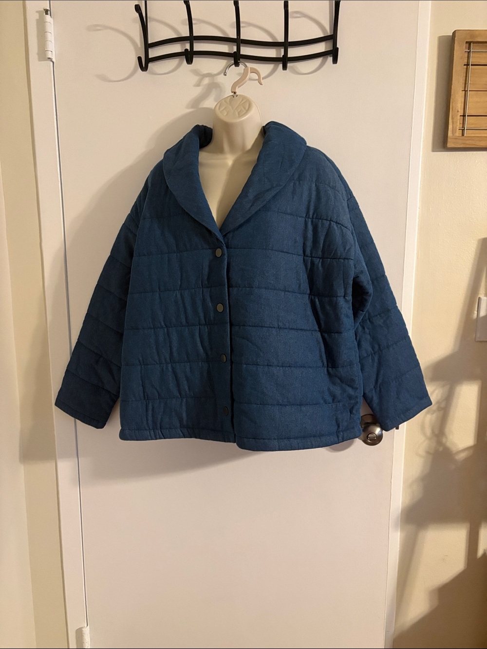 Isaac Mizrahi Teal Blue Quilted Snap-Front Puffer Jacket